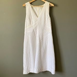 J CREW White Pintuck PLEATED DRESS A-Line ethereal ballet core cotton li…